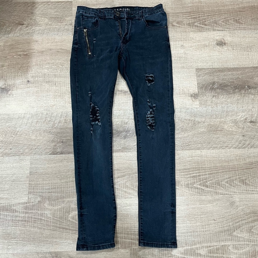 Cain & Abel distressed dark wash jeans